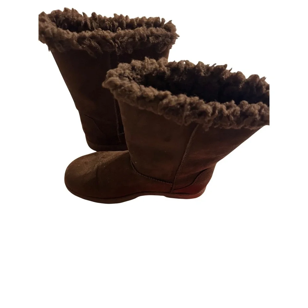So‎ Soft Boots Women's Brown Faux Suede Fur Lined Winter Cozy